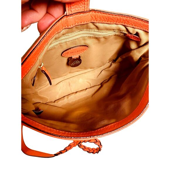 Mulberry Orange Leather Lily Shoulder Bag | Harrods US Mulberry Lily Orange Pebbled Leather Crossbody Bag with gold tone hardware